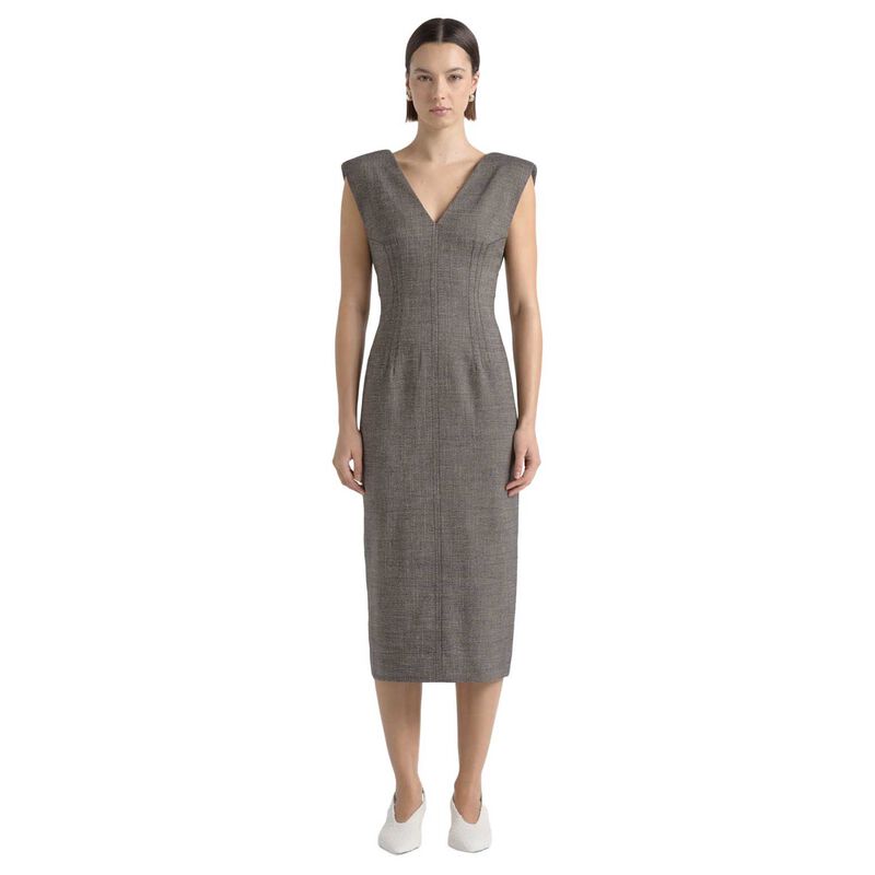 Cue V Neck Fitted Midi Dress image number 0